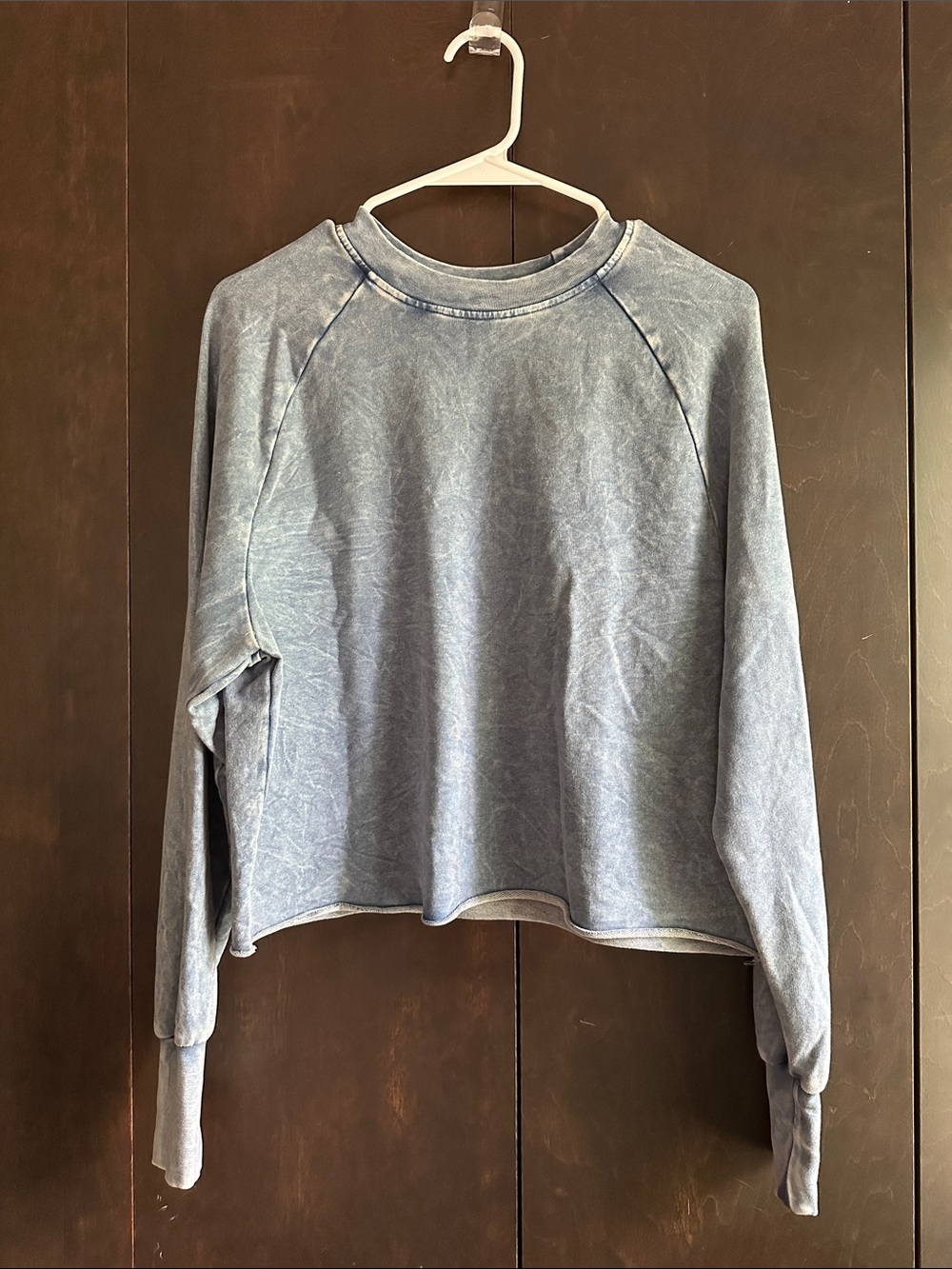Project Social T Faded Blue Cropped Crew-Neck Sweatshirt